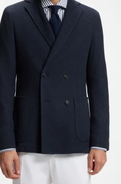 Gemusterter zweireihiger Slim-Fit Blazer aus Baumwolle