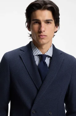 Gemusterter zweireihiger Slim-Fit Blazer aus Baumwolle