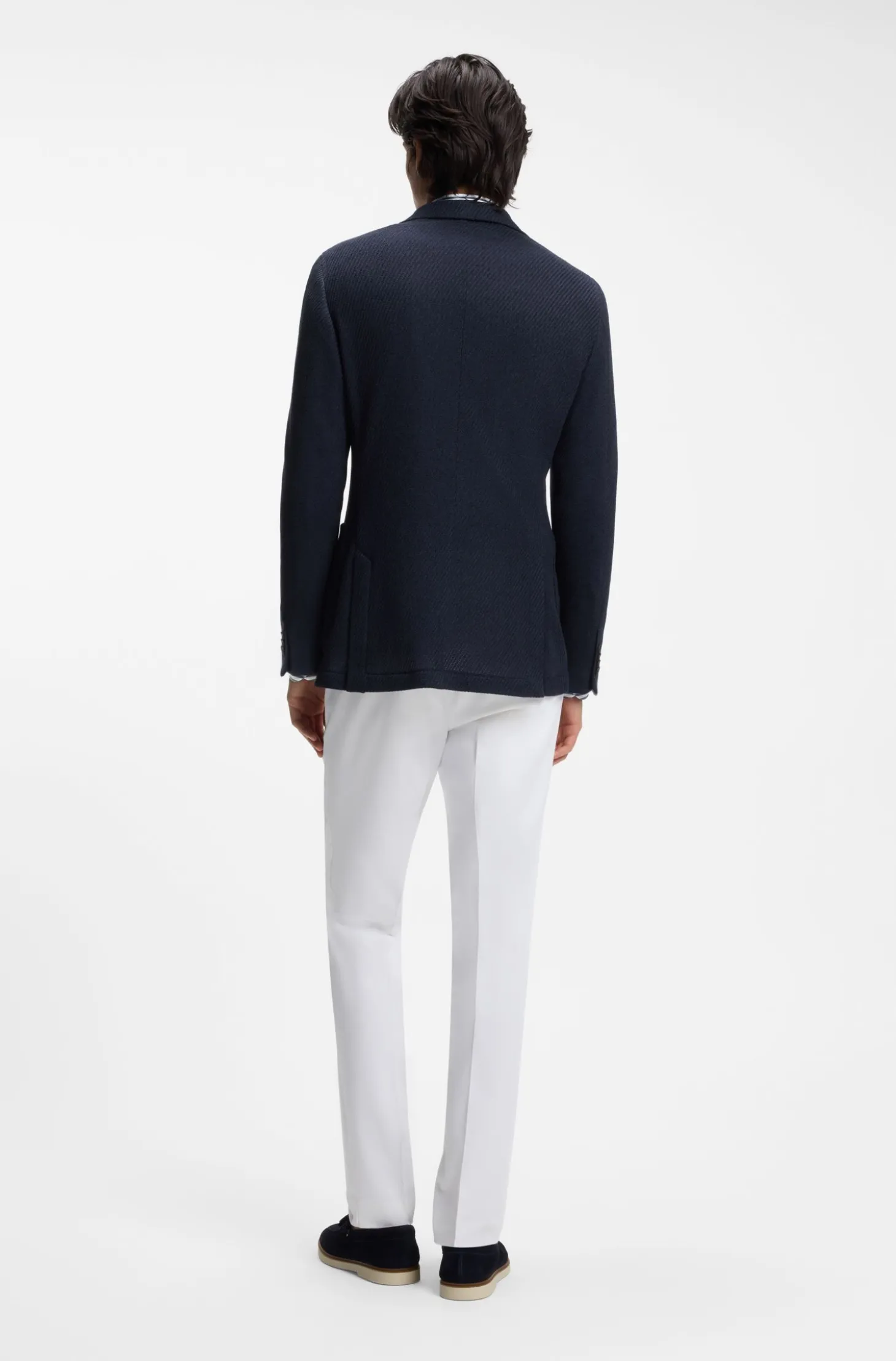 Gemusterter zweireihiger Slim-Fit Blazer aus Baumwolle
