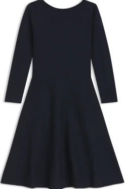 Gemustertes Kleid aus Stretch-Strick mit U-Boot-Ausschnitt