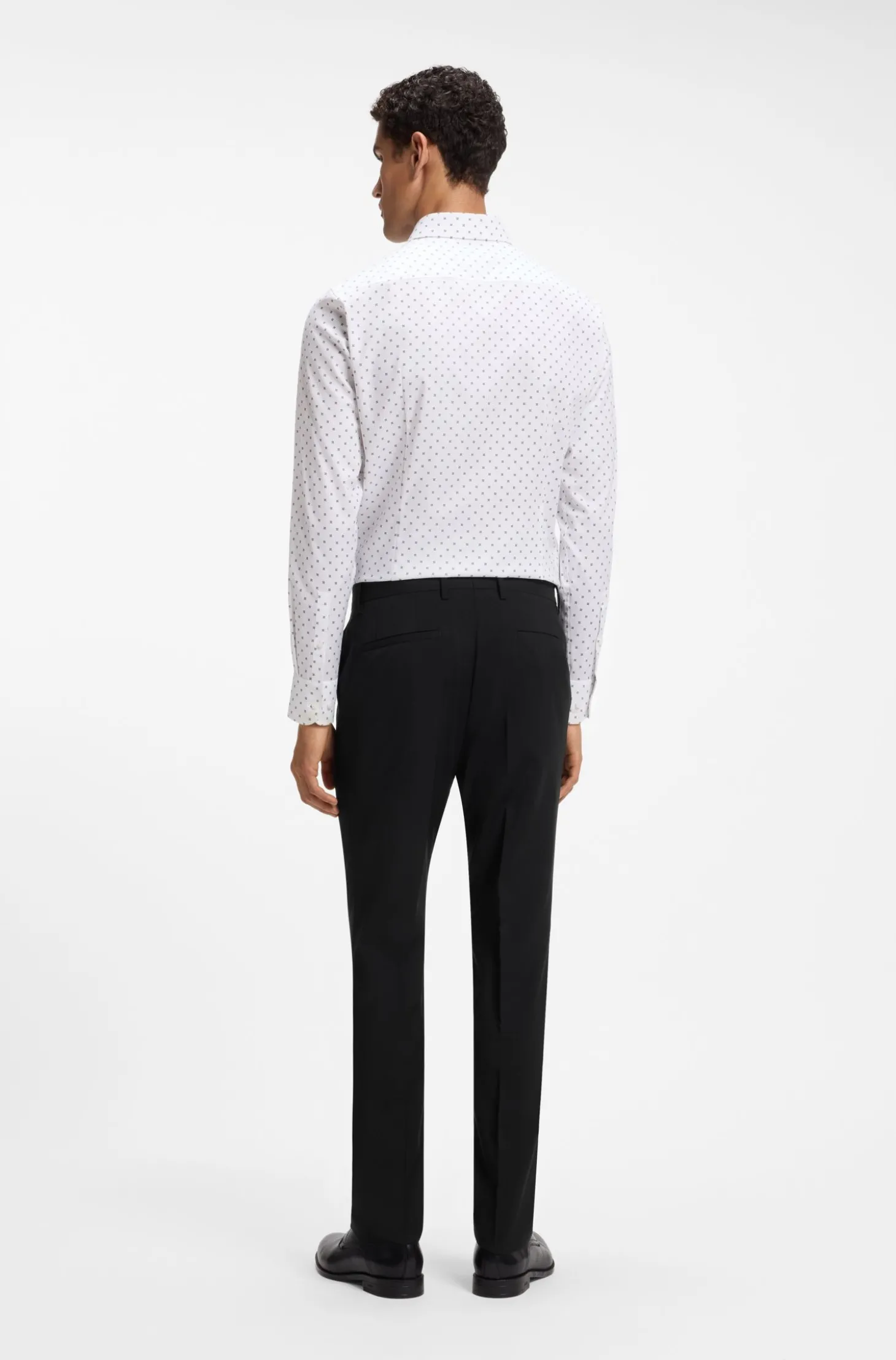 Gemusterte Slim-Fit Hose aus Schurwolle
