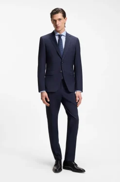 Gemusterte Slim-Fit Hose aus Schurwolle