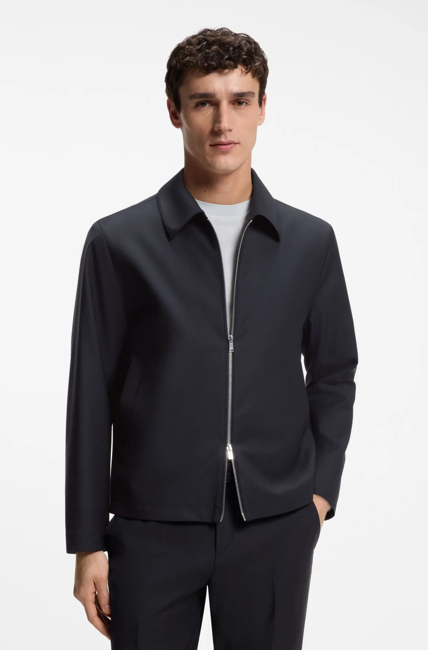Gemusterte Slim-Fit Jacke aus elastischer Wolle