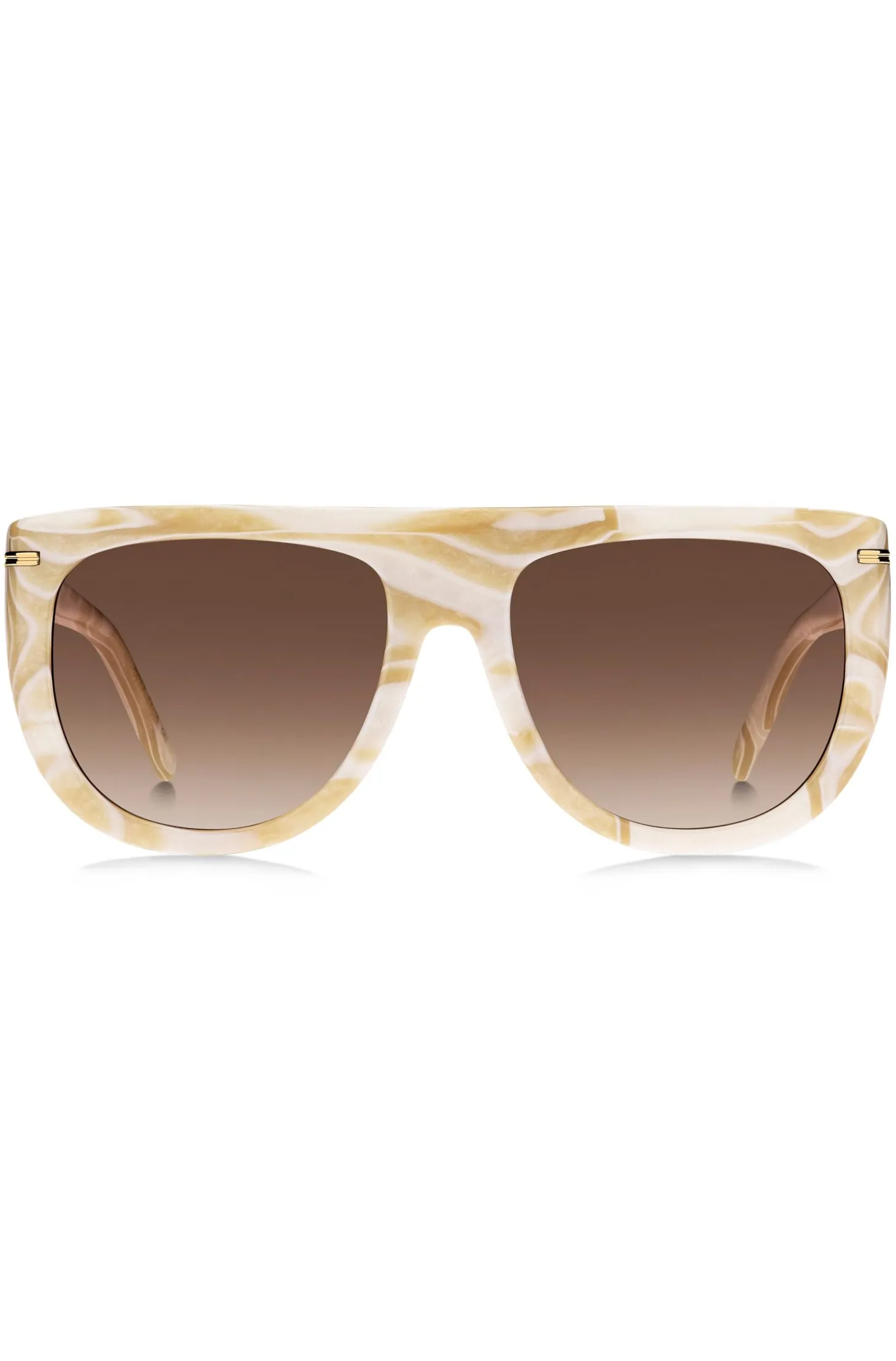 Gemusterte Sonnenbrille aus Acetat mit goldfarbenen Metalldetails