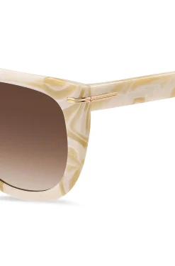 Gemusterte Sonnenbrille aus Acetat mit goldfarbenen Metalldetails