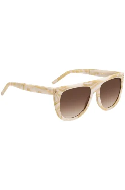 Gemusterte Sonnenbrille aus Acetat mit goldfarbenen Metalldetails