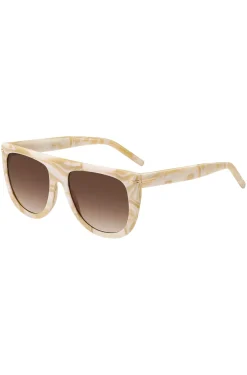 Gemusterte Sonnenbrille aus Acetat mit goldfarbenen Metalldetails