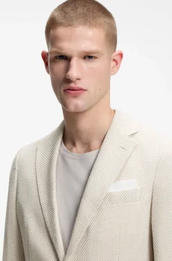 Gemustertes Slim-Fit Sakko aus Baumwoll-Mix