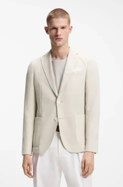Gemustertes Slim-Fit Sakko aus Baumwoll-Mix
