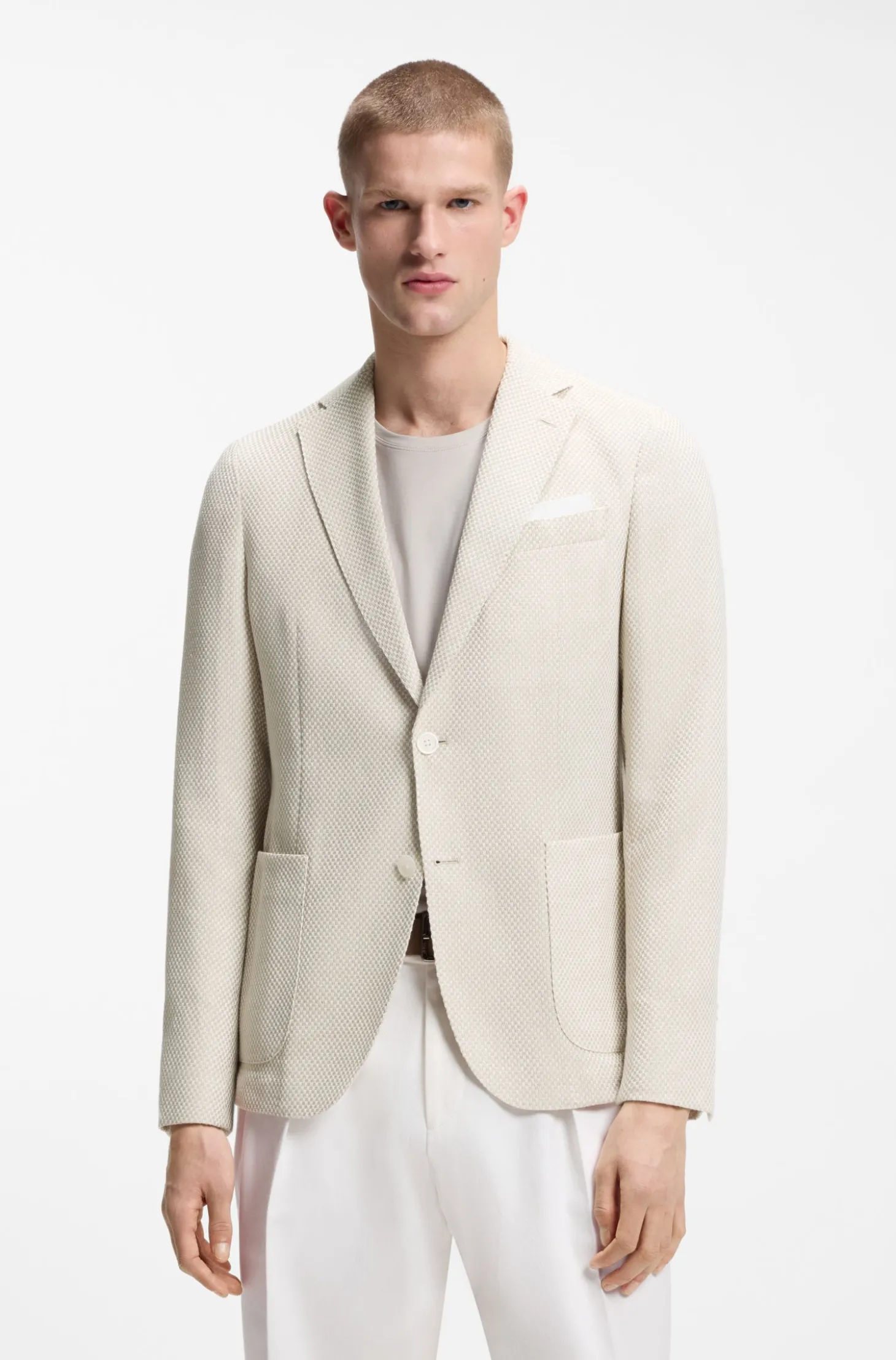 Gemustertes Slim-Fit Sakko aus Baumwoll-Mix