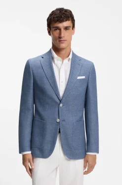 Gemustertes Slim-Fit Sakko aus Schurwoll-Mix