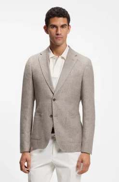 Gemustertes Slim-Fit Sakko aus Schurwoll-Mix