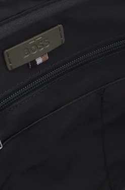 Genarbte Aktentasche mit Logo-Schriftzug