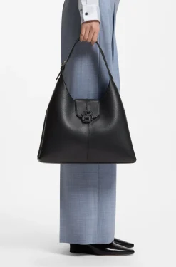 Genarbte Hobo Bag mit Double-B-Monogramm