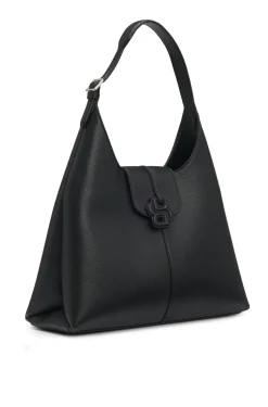 Genarbte Hobo Bag mit Double-B-Monogramm