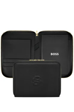 Genarbte schwarze DIN-A5-Konferenzmappe mit Double-B-Monogramm