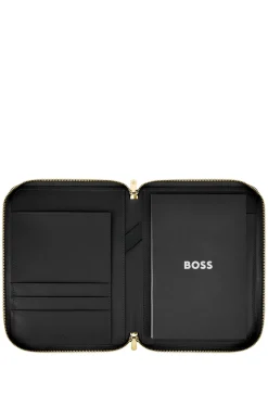 Genarbte schwarze DIN-A5-Konferenzmappe mit Double-B-Monogramm