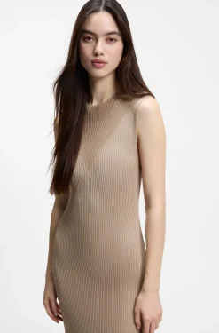 Geripptes Kleid mit Colour-Block-Effekt