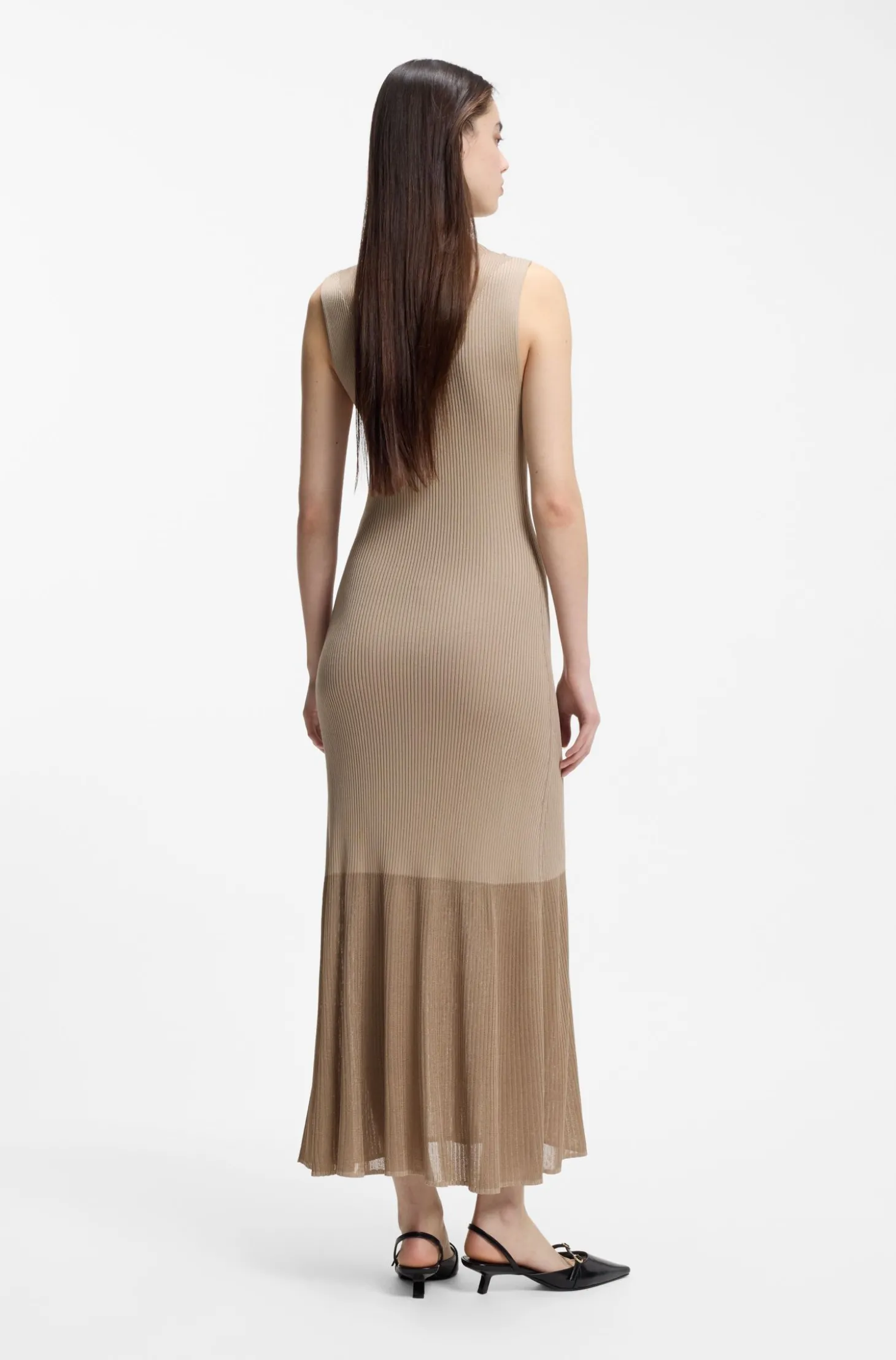 Geripptes Kleid mit Colour-Block-Effekt