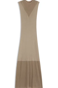 Geripptes Kleid mit Colour-Block-Effekt