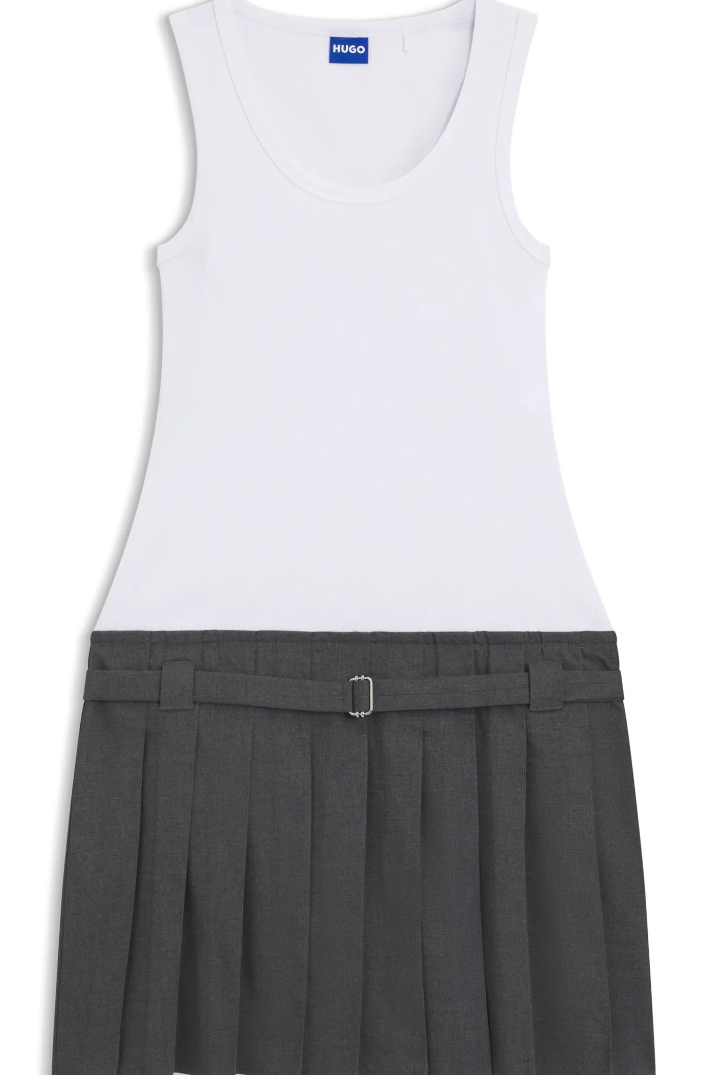 Geripptes Tank-Kleid mit Plissee-Rock