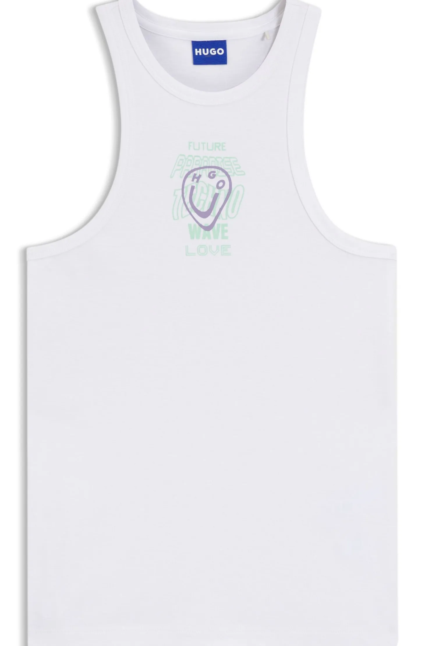 Geripptes Tanktop aus Baumwolle mit Logo-Kunstwerk