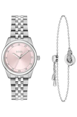 Geschenk-Set aus Uhr und Armband mit Kristallverzierung