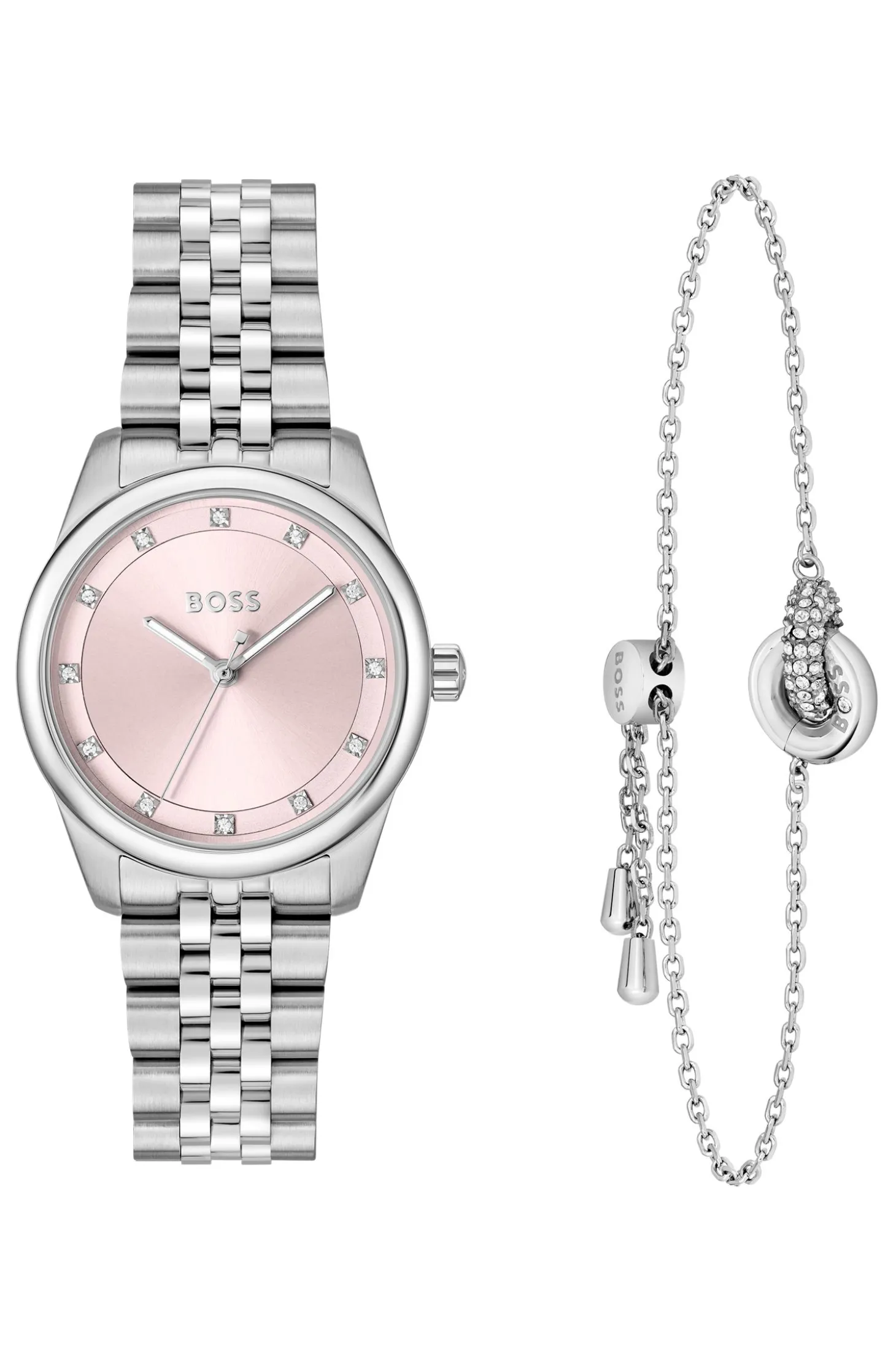Geschenk-Set aus Uhr und Armband mit Kristallverzierung