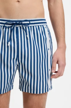 Gestreifte Badeshorts mit vertikalem Logo