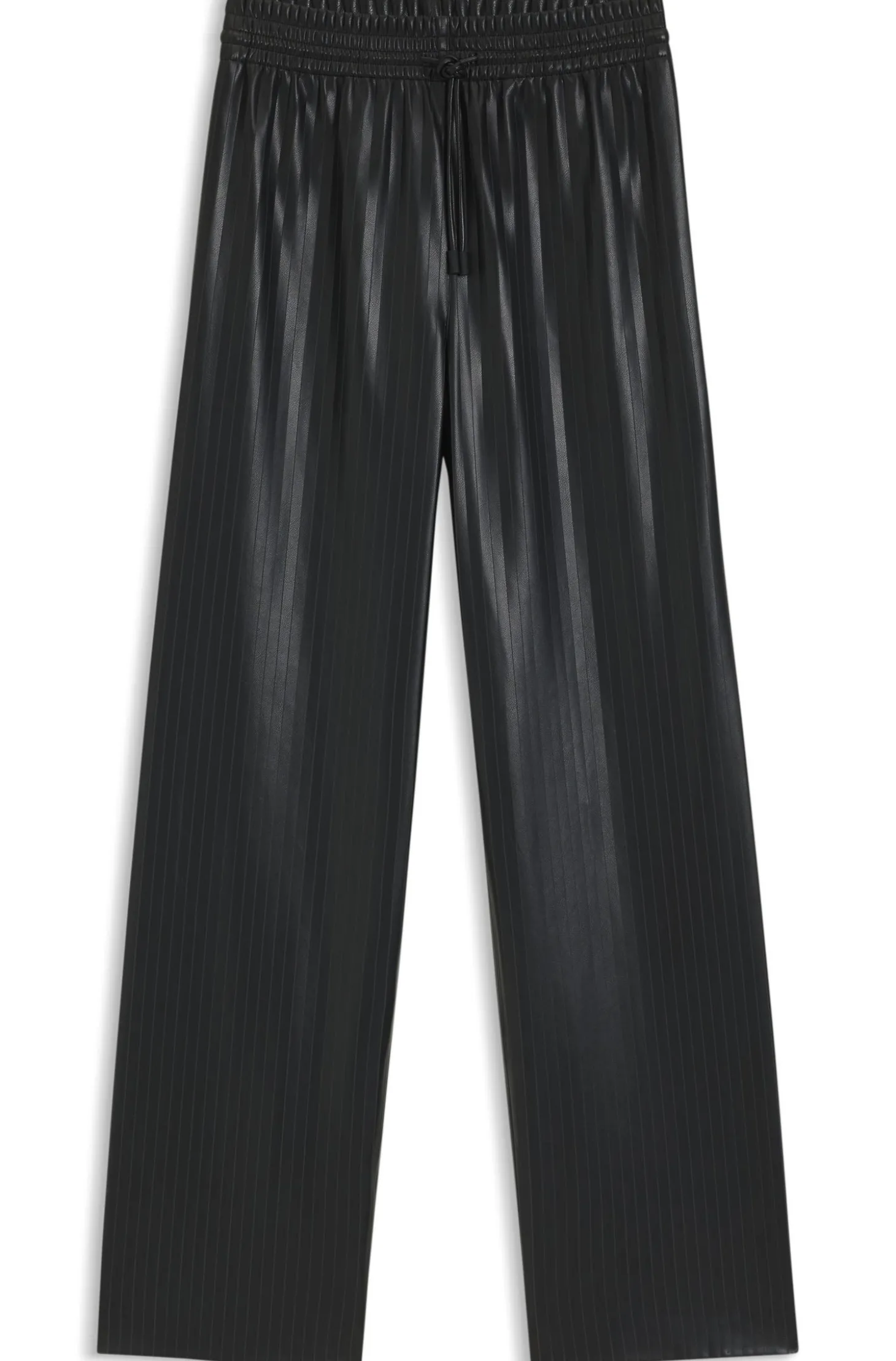 Gestreifte Relaxed-Fit Hose aus Kunstleder mit weitem Beinverlauf