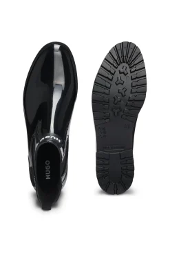 Glänzende Chelsea-Regenstiefel mit Logo-Patch