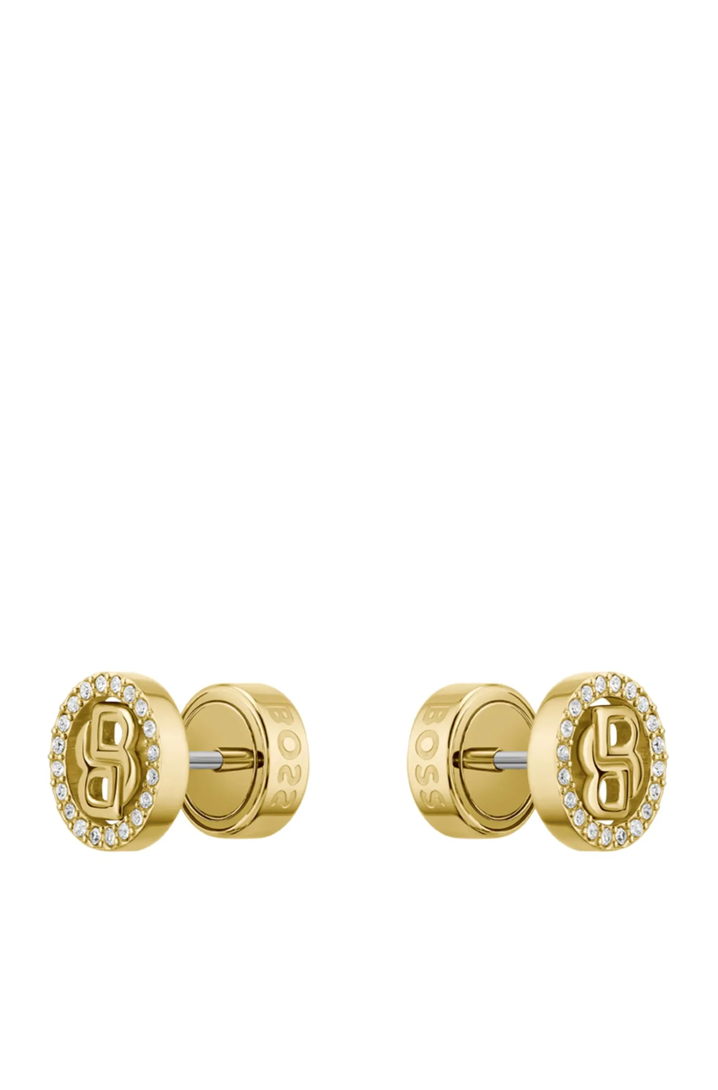 Goldfarbene Ohrringe mit Kristallen und Double-B-Monogramm