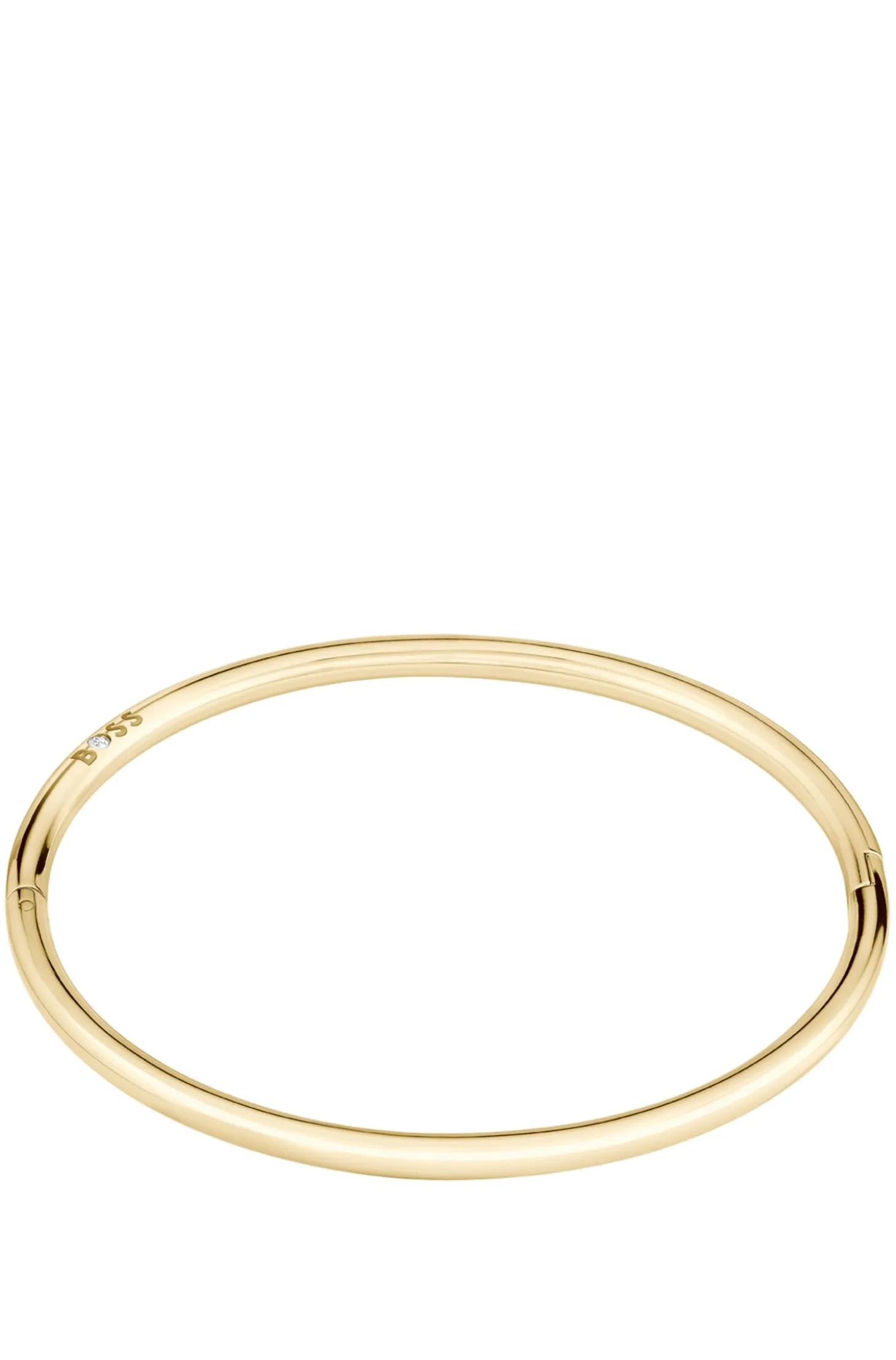 Goldfarbener Armreif mit Logo-Detail
