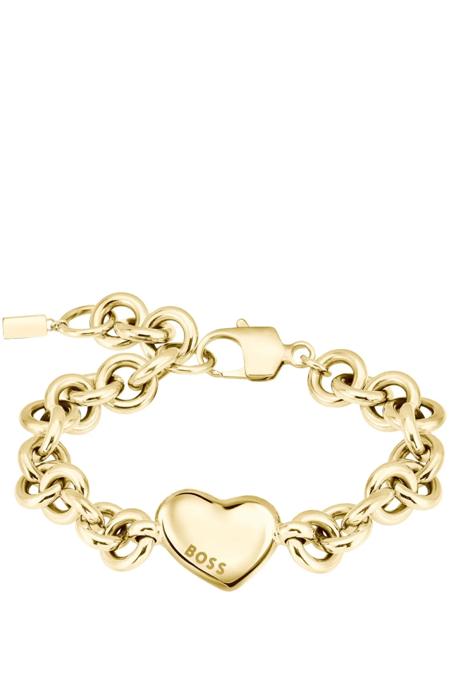 Goldfarbenes Gliederarmband mit Herzanhänger