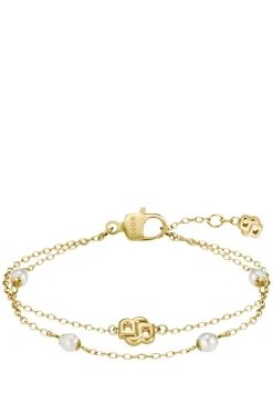 Goldfarbenes mehrreihiges Armband mit Double-B-Monogramm