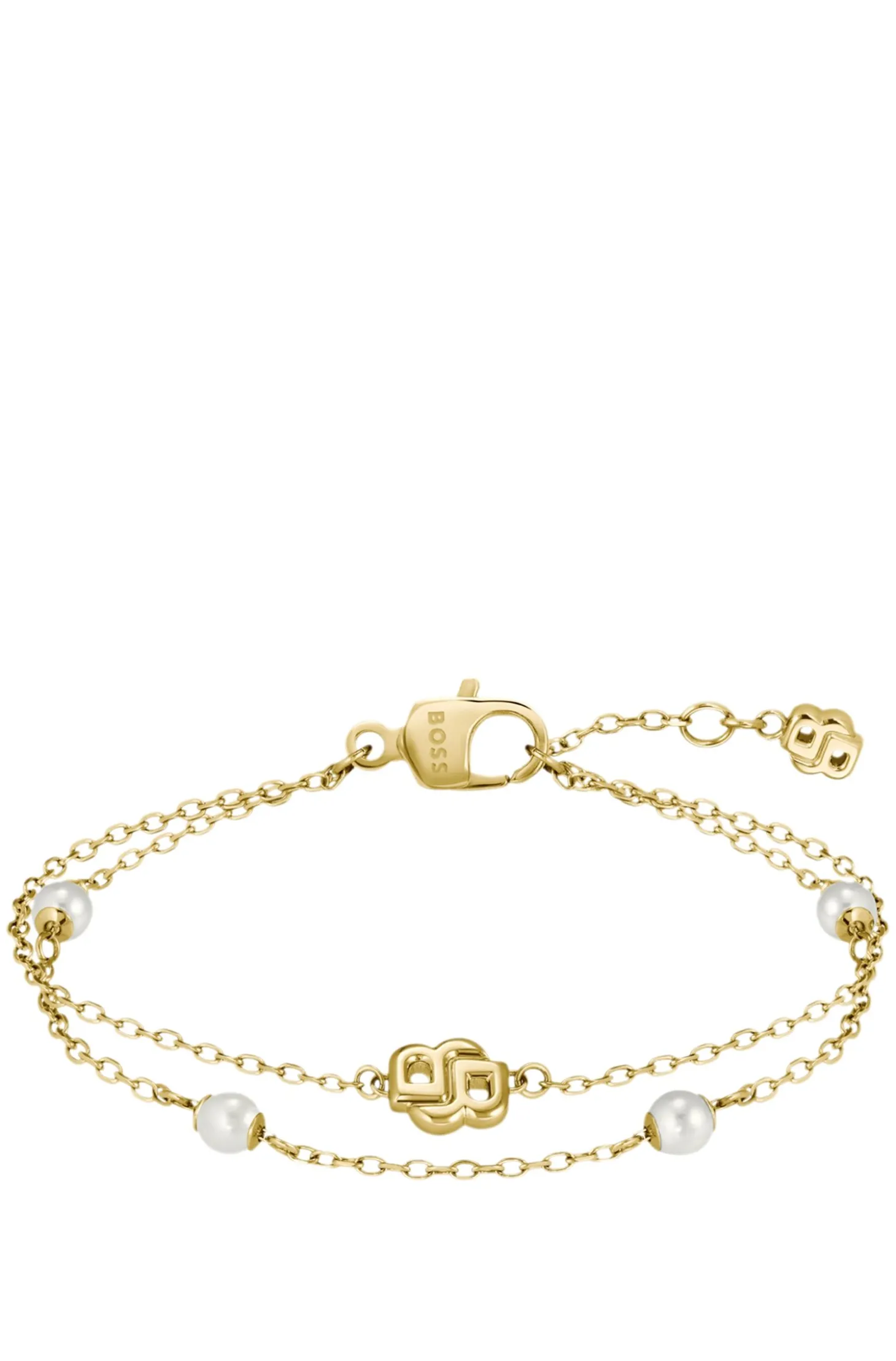 Goldfarbenes mehrreihiges Armband mit Double-B-Monogramm