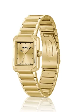Goldfarbene Uhr mit Gliederarmband