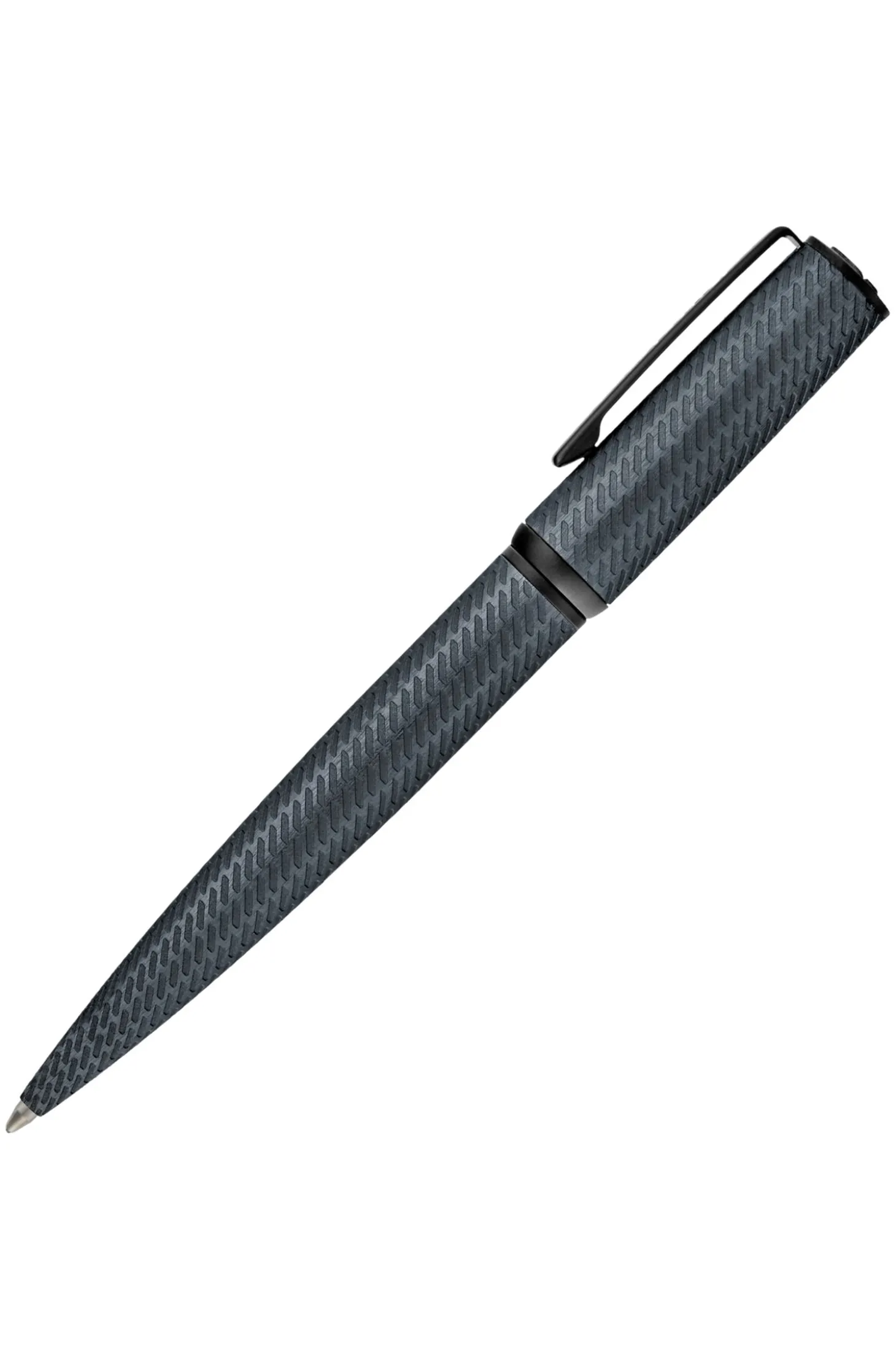 Grauer Kugelschreiber aus Aluminium mit Mesh-Effekt-Gravur
