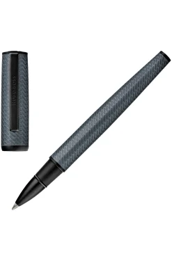 Grauer Tintenroller aus Aluminium mit Gravur in Mesh-Optik