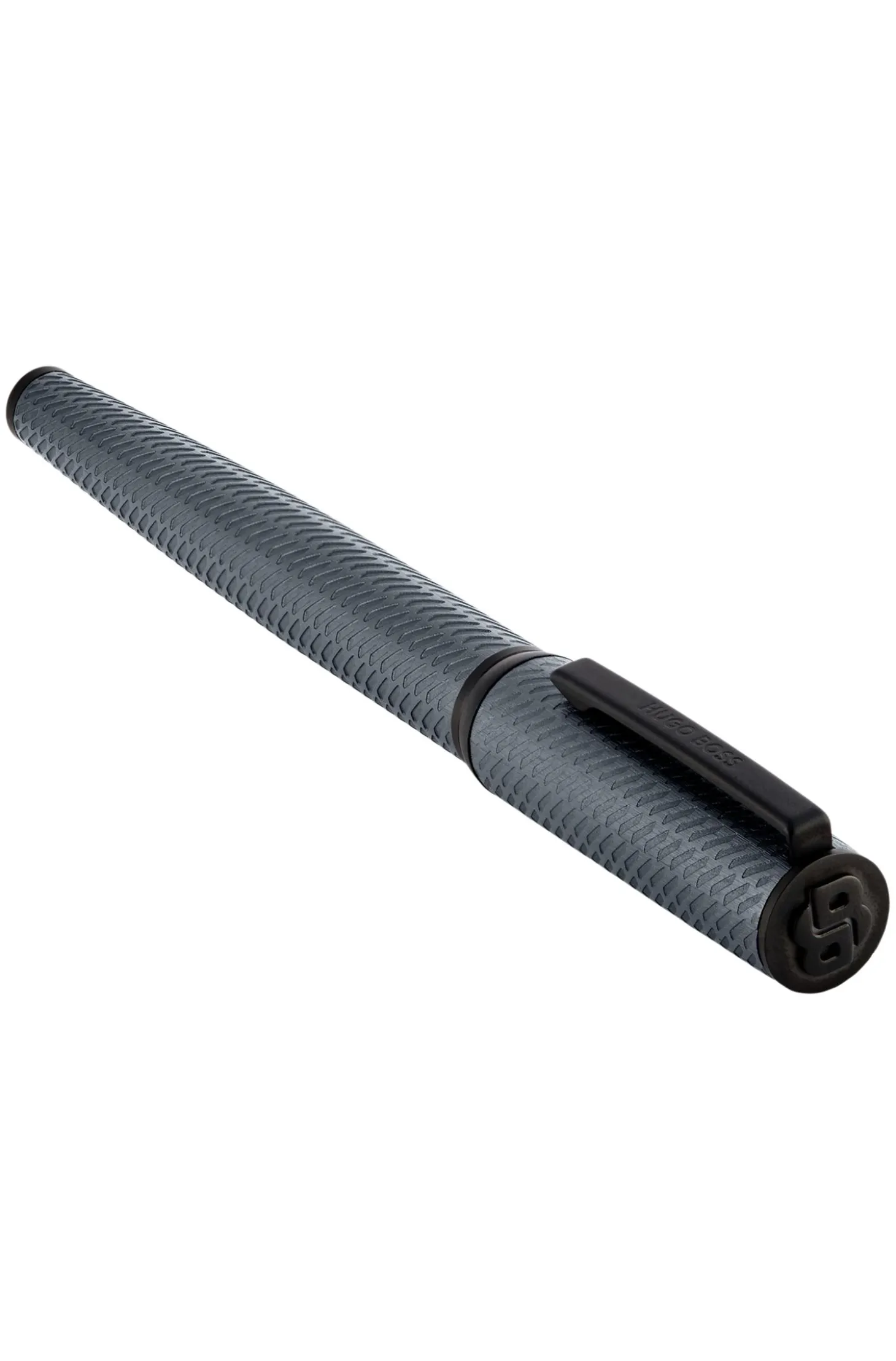 Grauer Tintenroller aus Aluminium mit Gravur in Mesh-Optik
