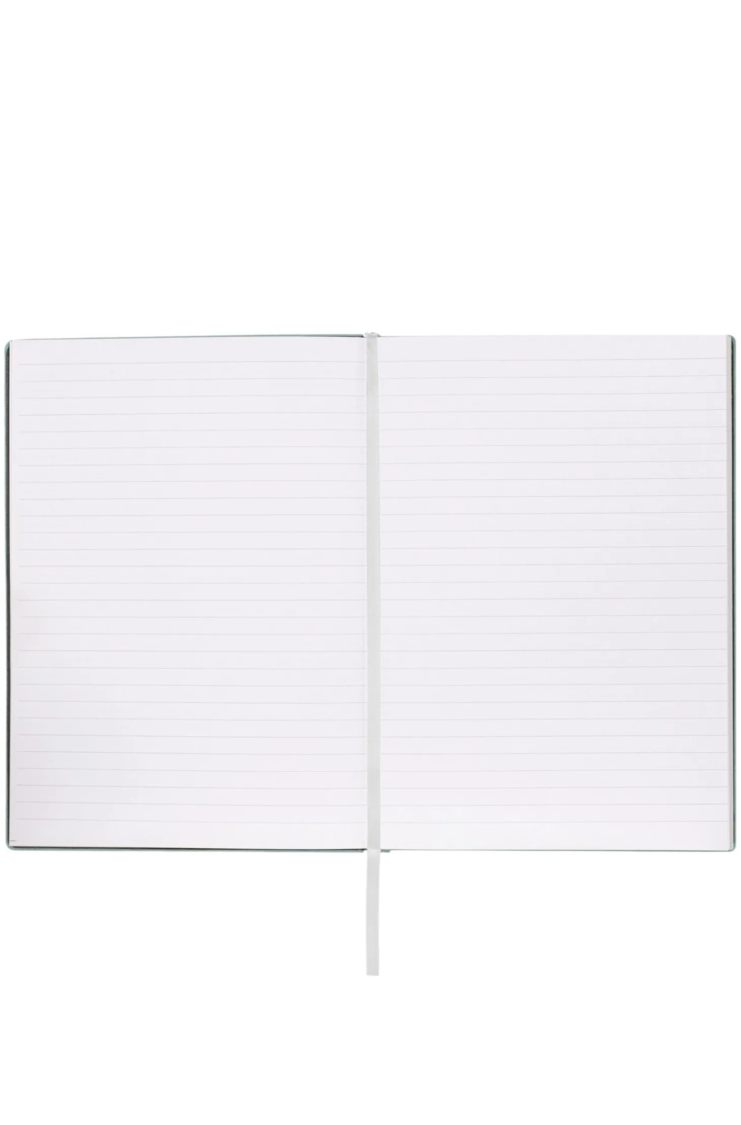Grünes DIN-A5-Notizbuch mit Blumen-Print und Folien-Logo