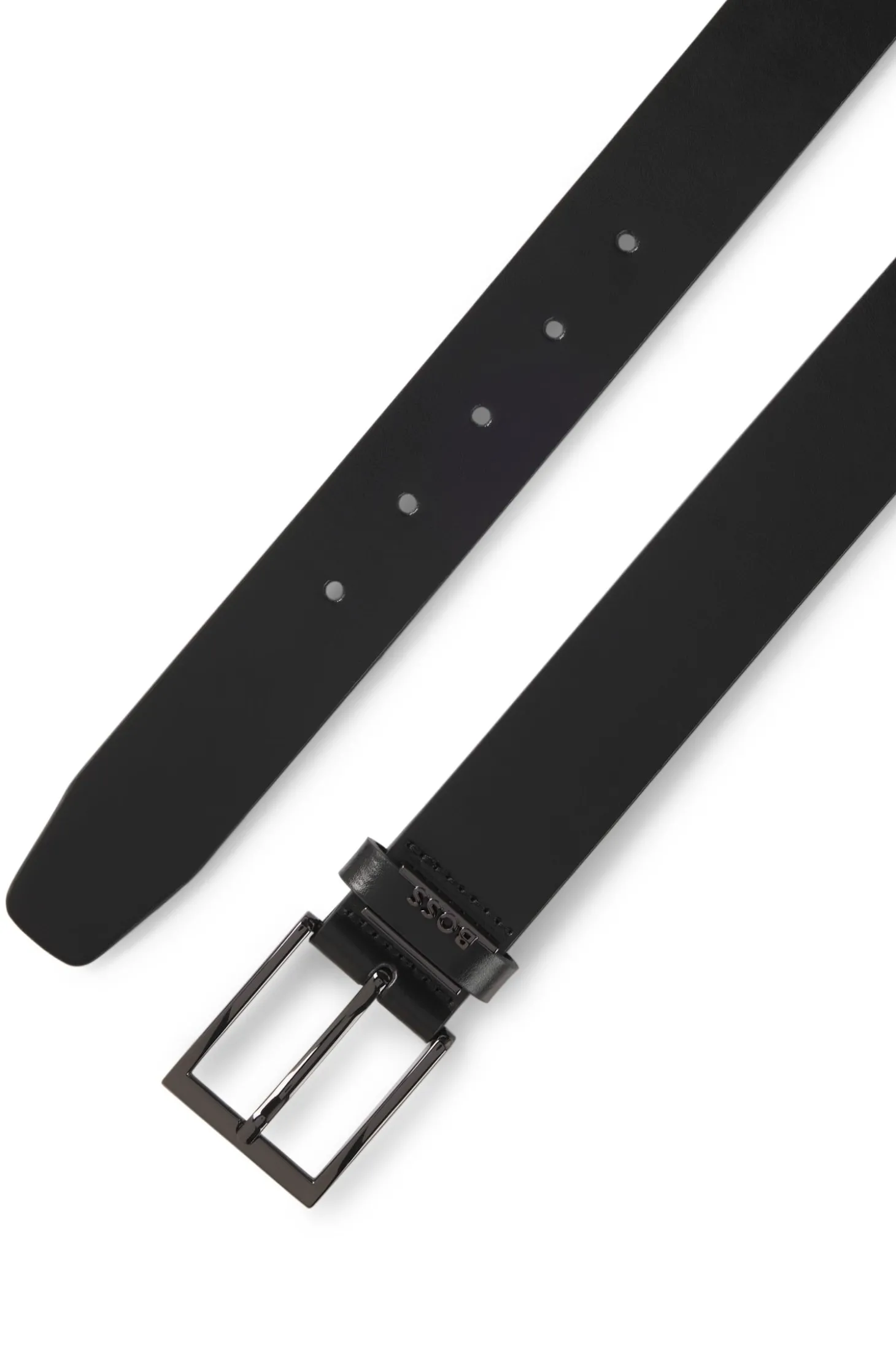 Gürtel aus italienischem Leder mit gebürsteten Metalldetails