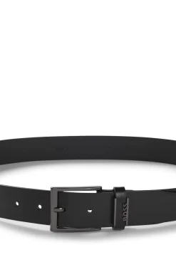 Gürtel aus italienischem Leder mit gebürsteten Metalldetails