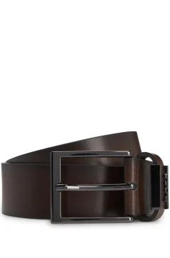 Gürtel aus italienischem Leder mit gebürsteten Metalldetails