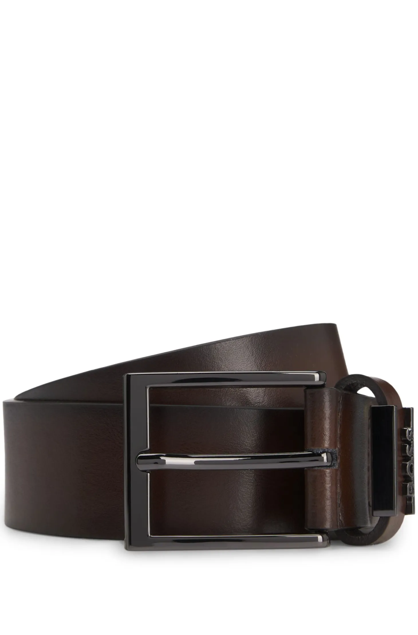 Gürtel aus italienischem Leder mit gebürsteten Metalldetails