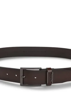 Gürtel aus italienischem Leder mit gebürsteten Metalldetails