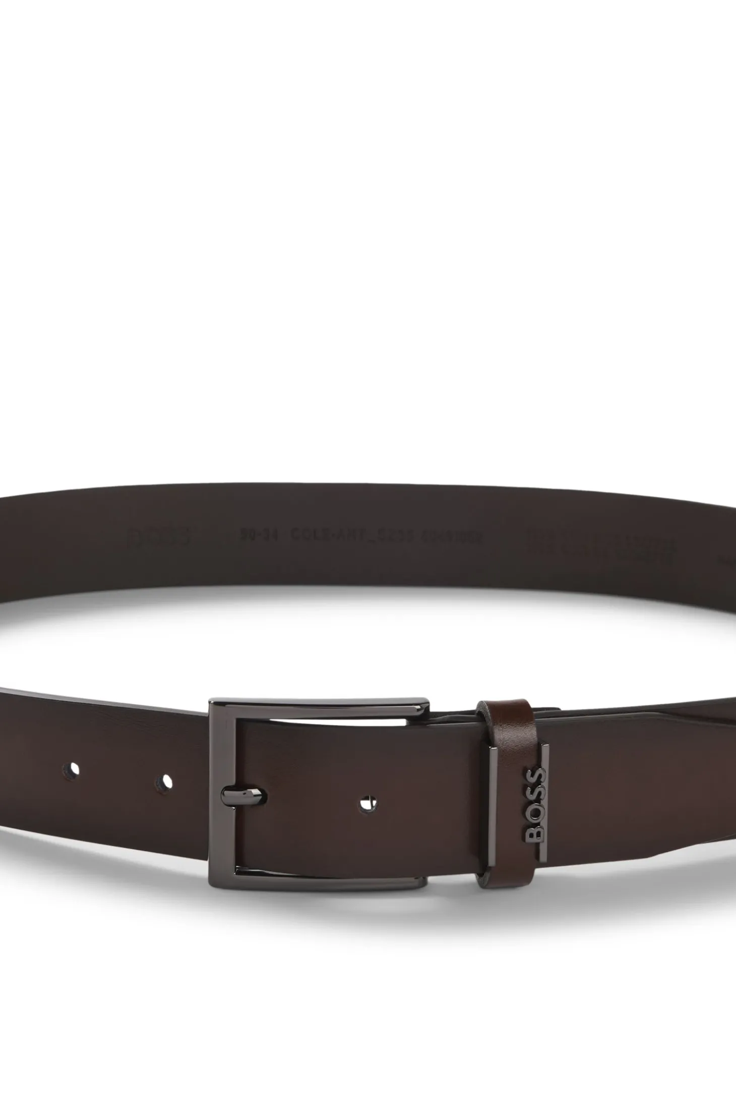 Gürtel aus italienischem Leder mit gebürsteten Metalldetails