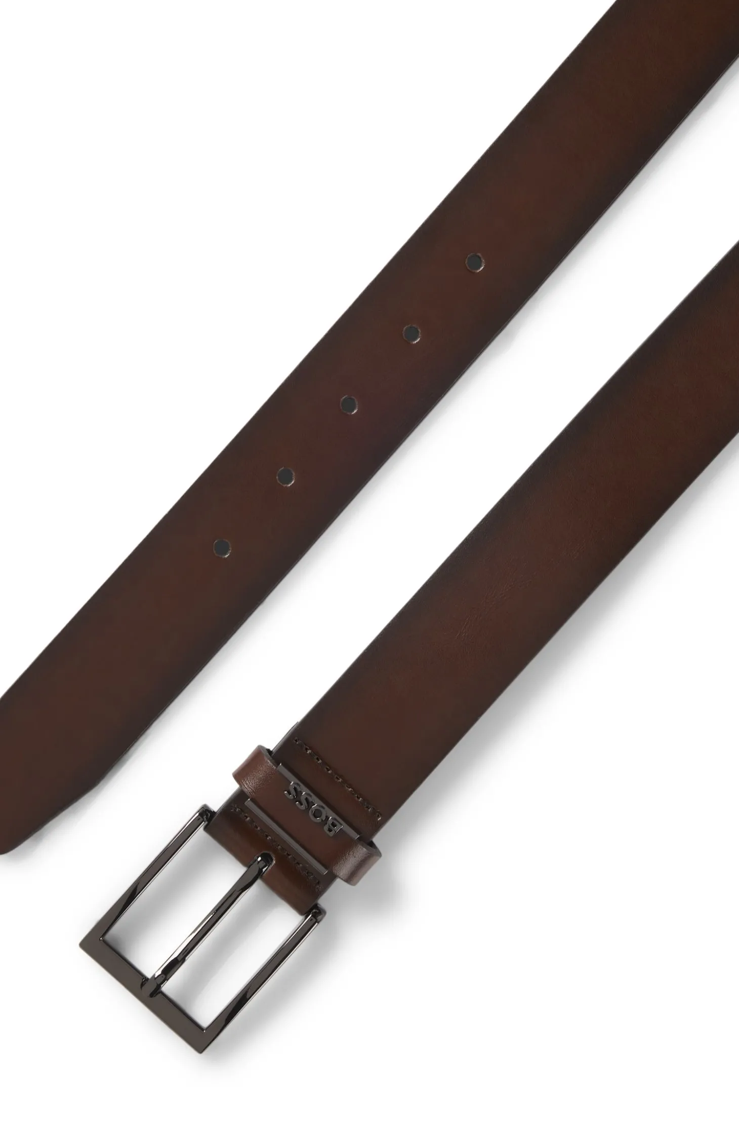 Gürtel aus italienischem Leder mit gebürsteten Metalldetails