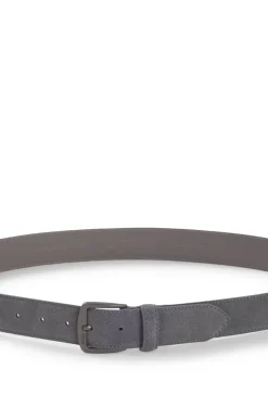 Gürtel aus italienischem Veloursleder mit Schließe in Gunmetal