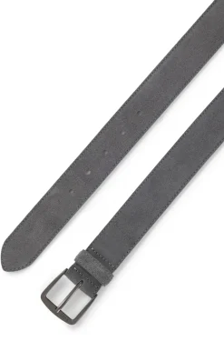Gürtel aus italienischem Veloursleder mit Schließe in Gunmetal